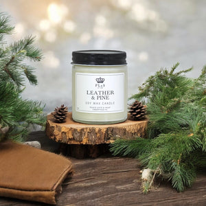 LEATHER & PINE - 9oz Soy Candle